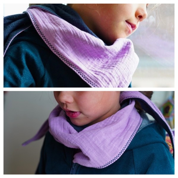 Dreieckstuch aus doppeltem Musselin, Navy//Lavender